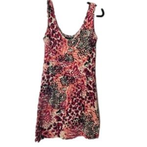 Pink leopard print orange tank dress. H&M, size 6